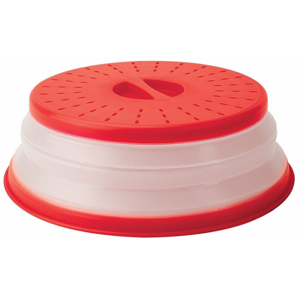 Tovolo Red Collapsible Microwave Food Cover  Vented  Easy Grip  10.5"  BPA Free